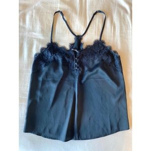 A&F Navy Satin Cami with Lace